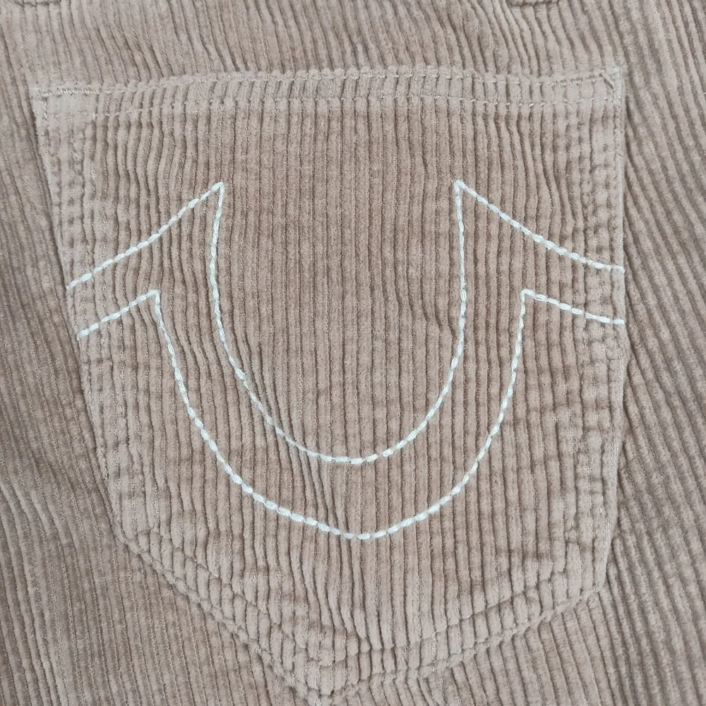 True Religion Cargo Pant Vintage Corduroy Mens 30 Tan Straight‎ Leg Horseshoe